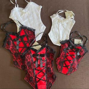 Vintage NEW Lingerie Fabric Gift Bags 5 Piece Satin Lace Corset Bustier Boudoir
